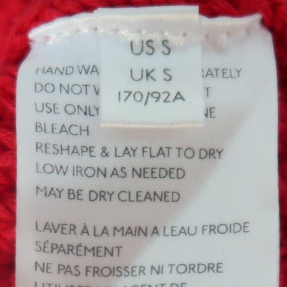 Free People Red Oversized Ribbed Knit Sweater - Size Small Cowl Neck Chunky - Picture 8 of 9